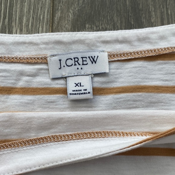 J. Crew - 100% Cotton Tan & White Striped Long Sleeve Tee - Size XL - Picture 4 of 6